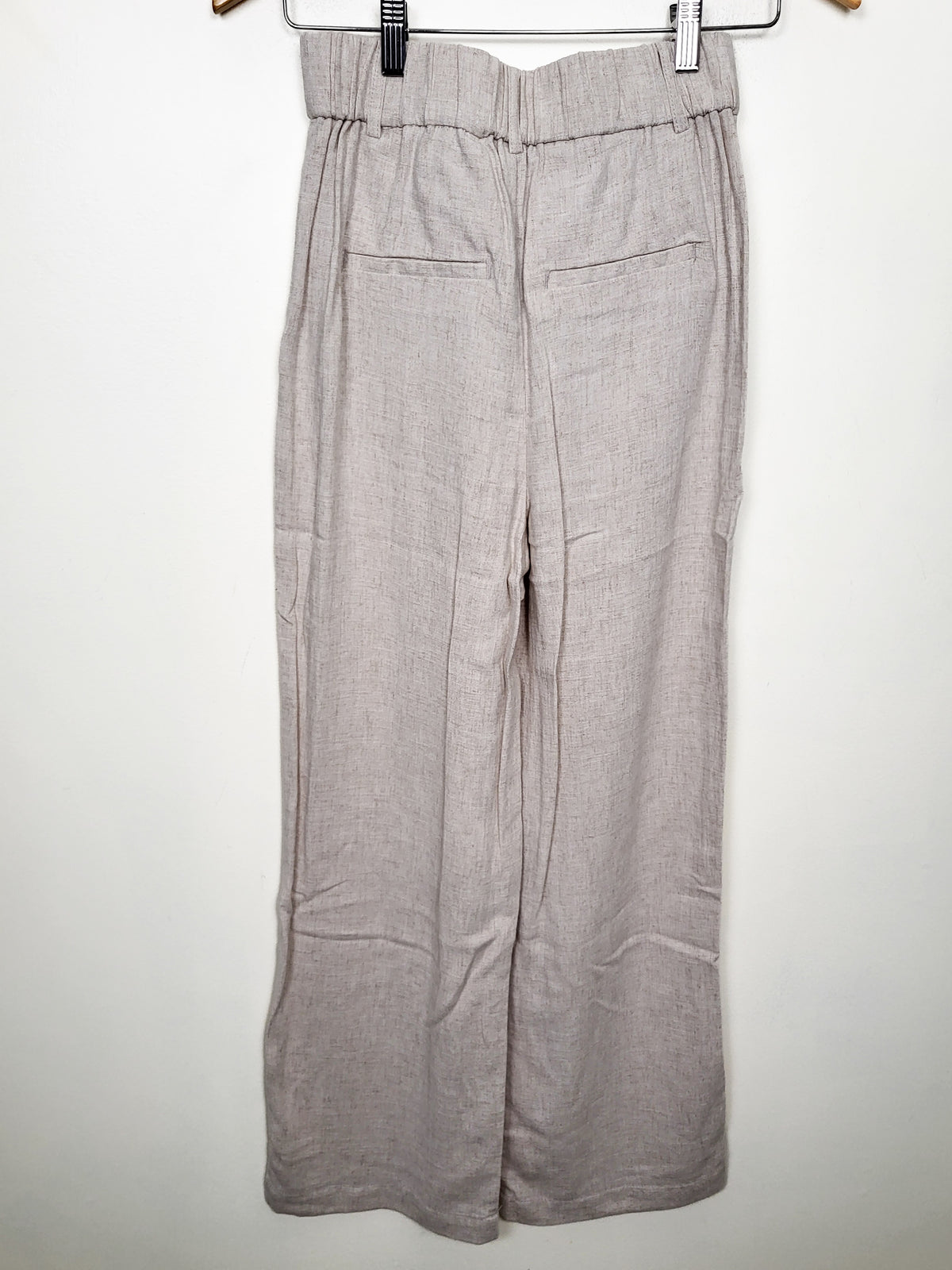 NEW - Vero Moda Women's Oatmeal "Vertira" Mid-Rise Wide-Leg Linen-Blend Pants | Size XS