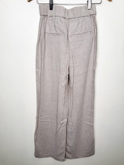 NEW - Vero Moda Women's Oatmeal "Vertira" Mid-Rise Wide-Leg Linen-Blend Pants | Size XS