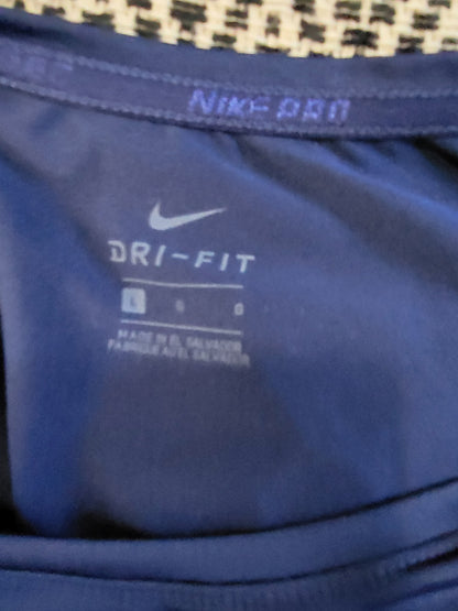 Nike Women's Midnight Blue Dri-FIT "Legend" Scoop-Neck Long-Sleeve Training Top | Size LARGE