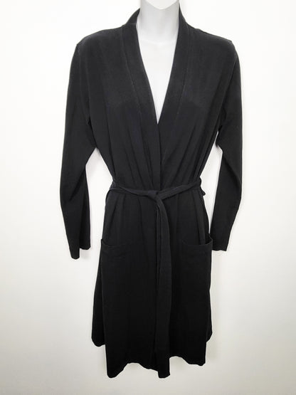 Hudson North Women's Black Wrap Style  Belted Cardigan/Robe | Sizes like a SMALL