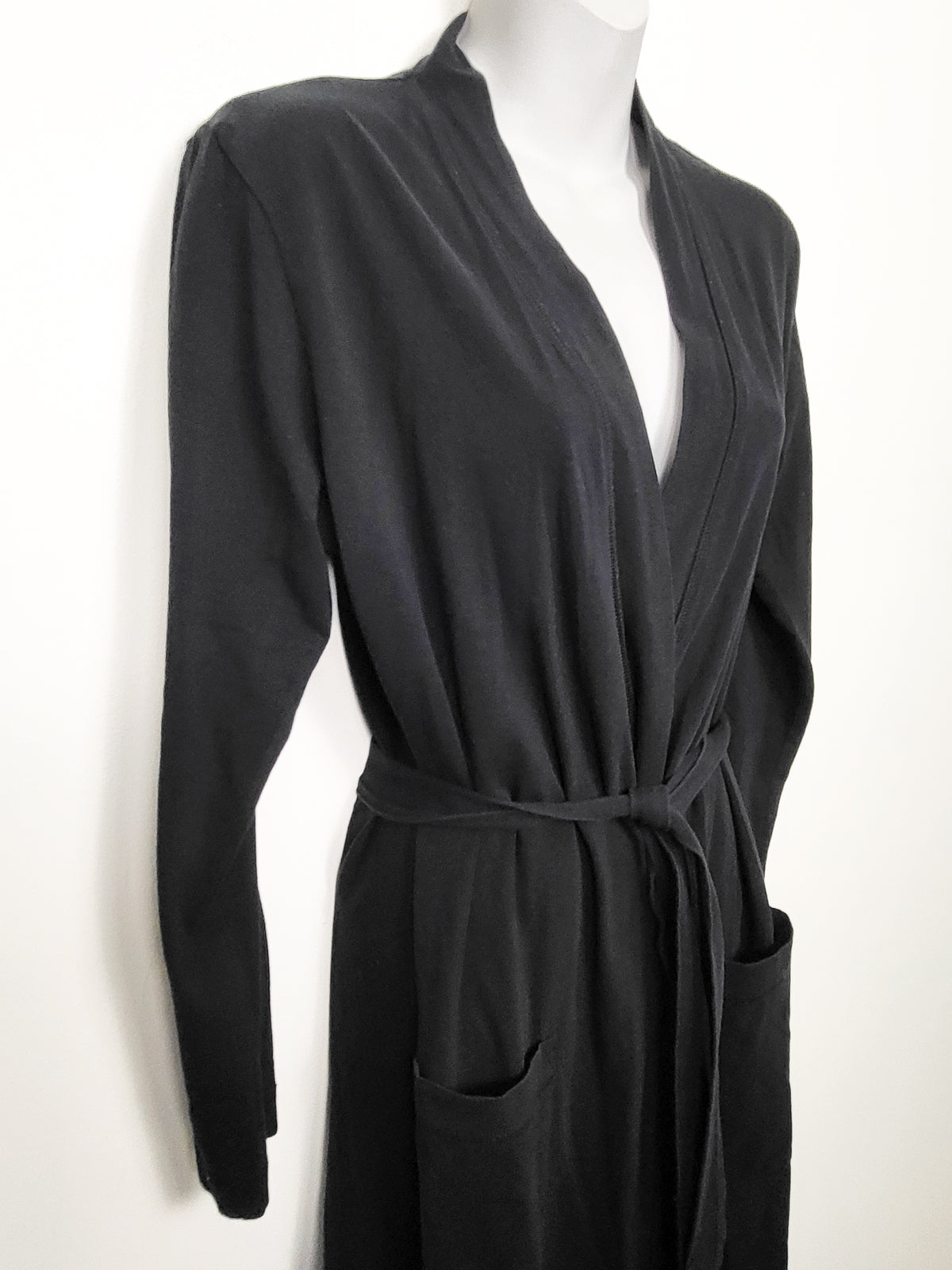 Hudson North Women's Black Wrap Style  Belted Cardigan/Robe | Sizes like a SMALL