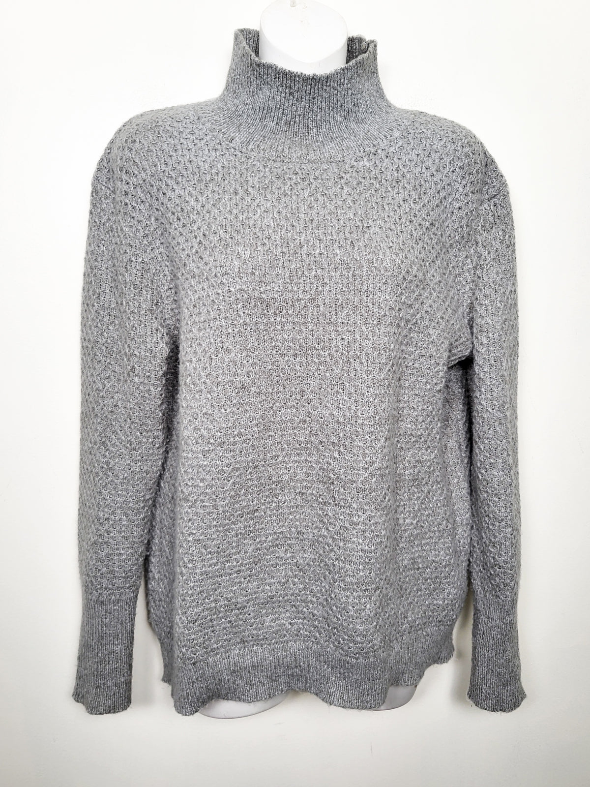 Jana Grey Women's Textured Mockneck Knit Sweater | Size XS