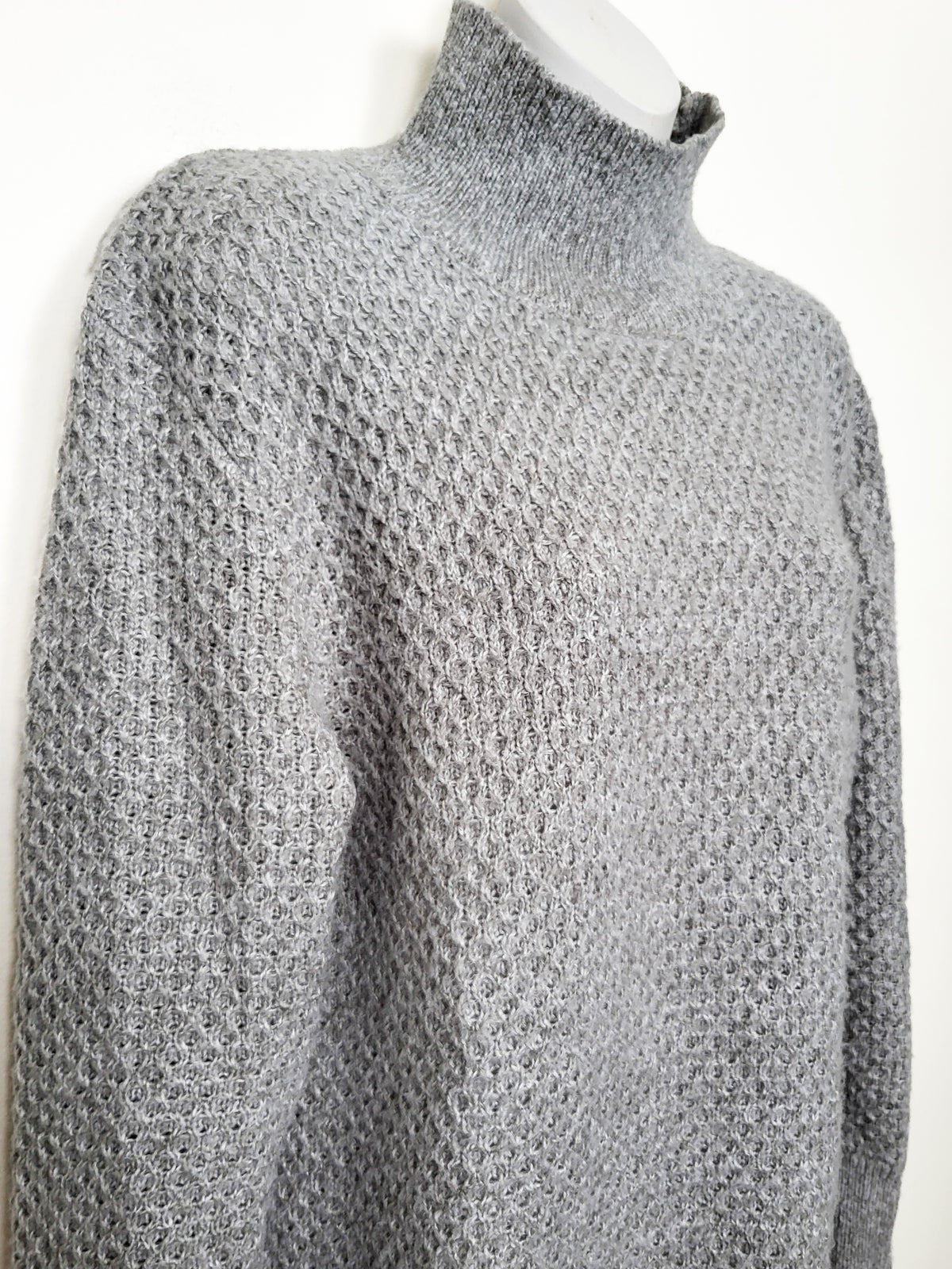 Jana Grey Women's Textured Mockneck Knit Sweater | Size XS