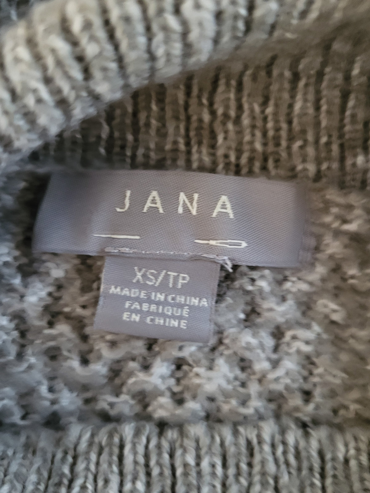Jana Grey Women's Textured Mockneck Knit Sweater | Size XS