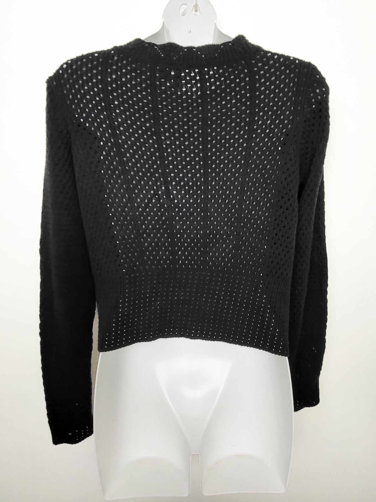 ONLY Black Cropped Open-Knit Cardigan | Size MEDIUM