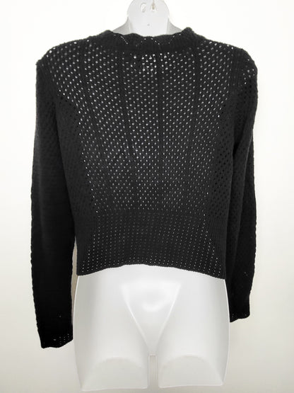 ONLY Black Cropped Open-Knit Cardigan | Size MEDIUM