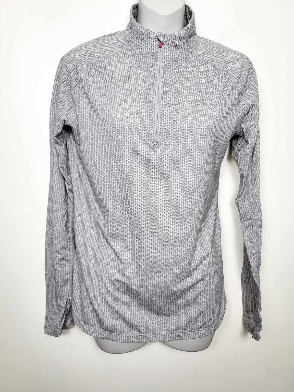 Paradox Women's Grey Patterned Merino Blend 1/4 Zip Base Layer Top | Size MEDIUM