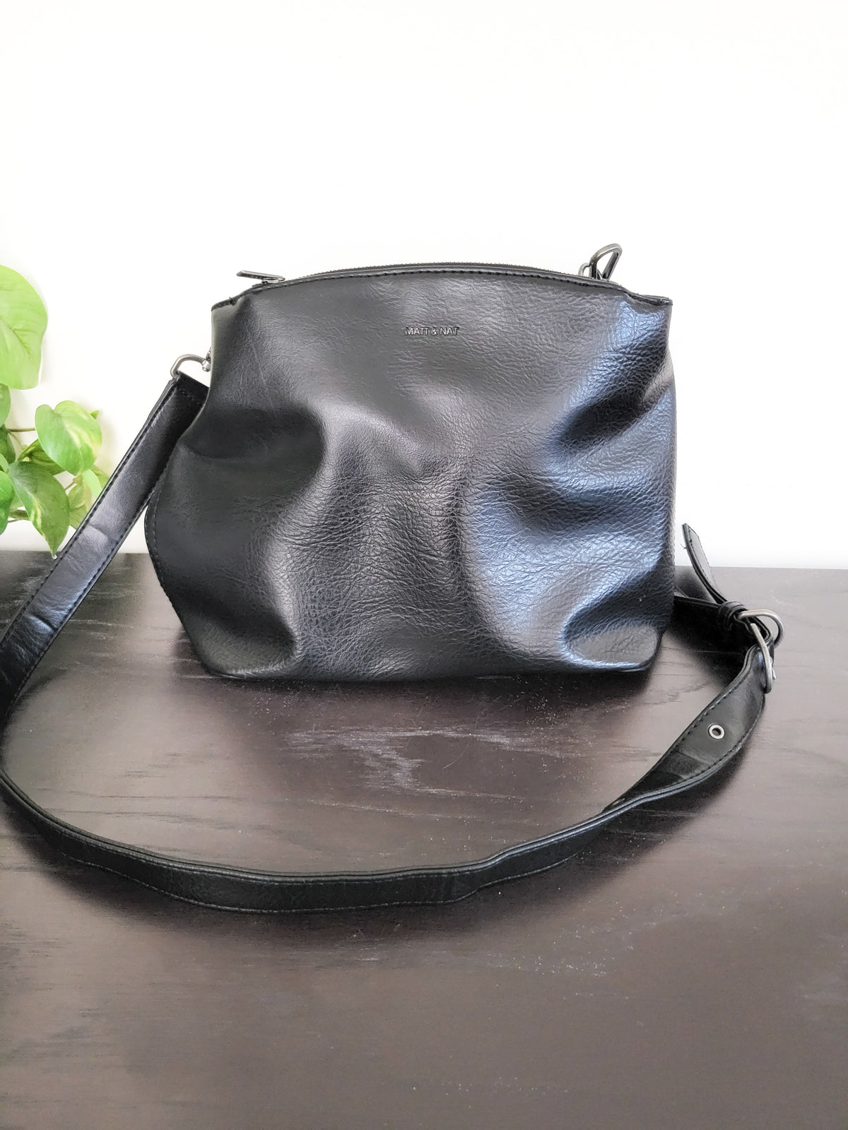 Matt & Nat Black Vegan Leather Crossbody / Shoulder Bag