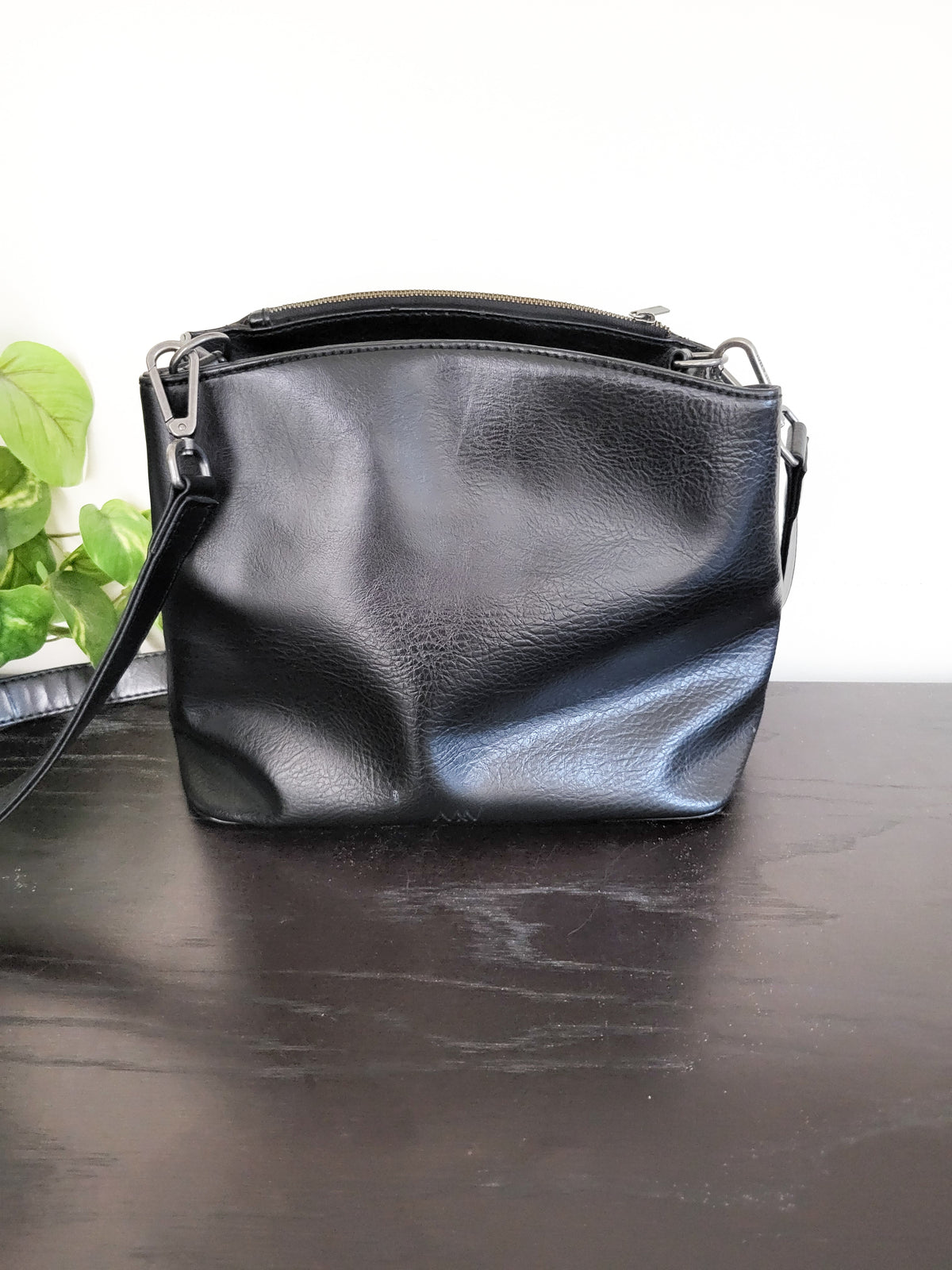 Matt & Nat Black Vegan Leather Crossbody / Shoulder Bag