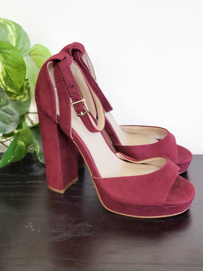 Forever 21 Women's Faux-Suede Platform Block Heels - Size 5.5