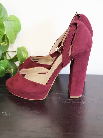 Forever 21 Women's Faux-Suede Platform Block Heels - Size 5.5