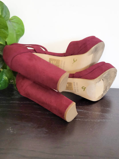 Forever 21 Women's Faux-Suede Platform Block Heels - Size 5.5