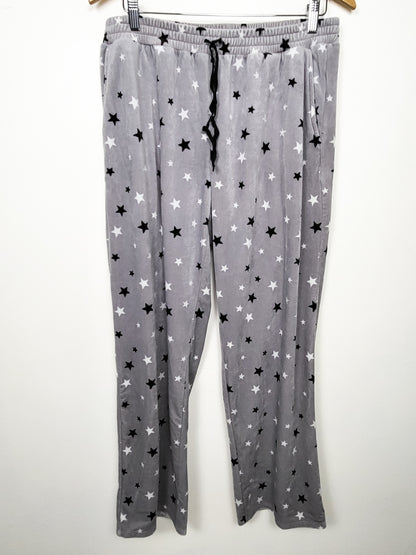 Tommy Hilfiger Women's Gray Star-Print Plush Fleece Pajama Pants - Size Medium