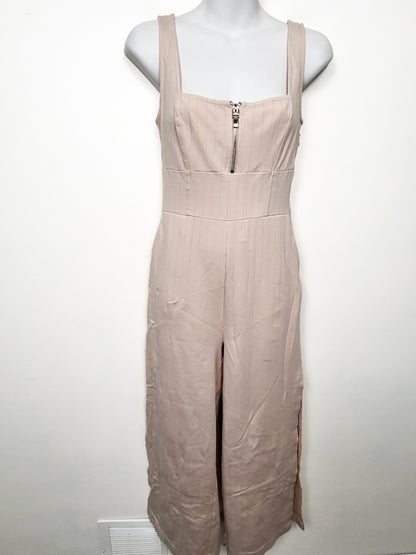 Guess Beige Pink "Kennedy" Wide-Leg Pinstripe Jumpsuit - Size XS