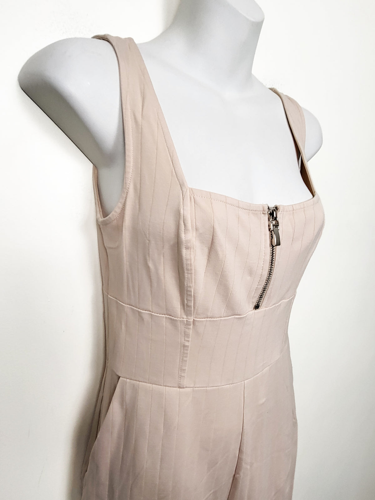 Guess Beige Pink "Kennedy" Wide-Leg Pinstripe Jumpsuit - Size XS