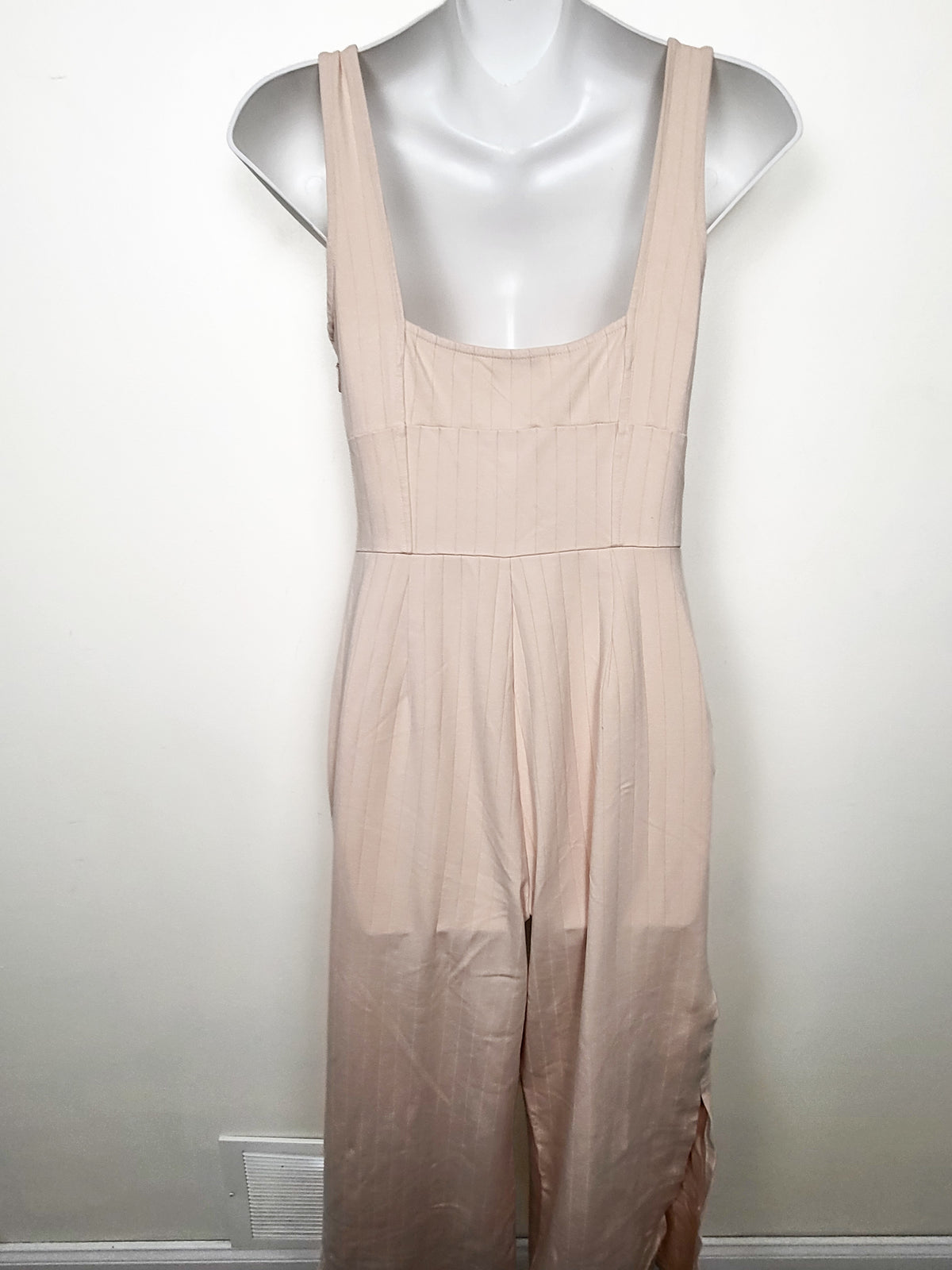 Guess Beige Pink "Kennedy" Wide-Leg Pinstripe Jumpsuit - Size XS