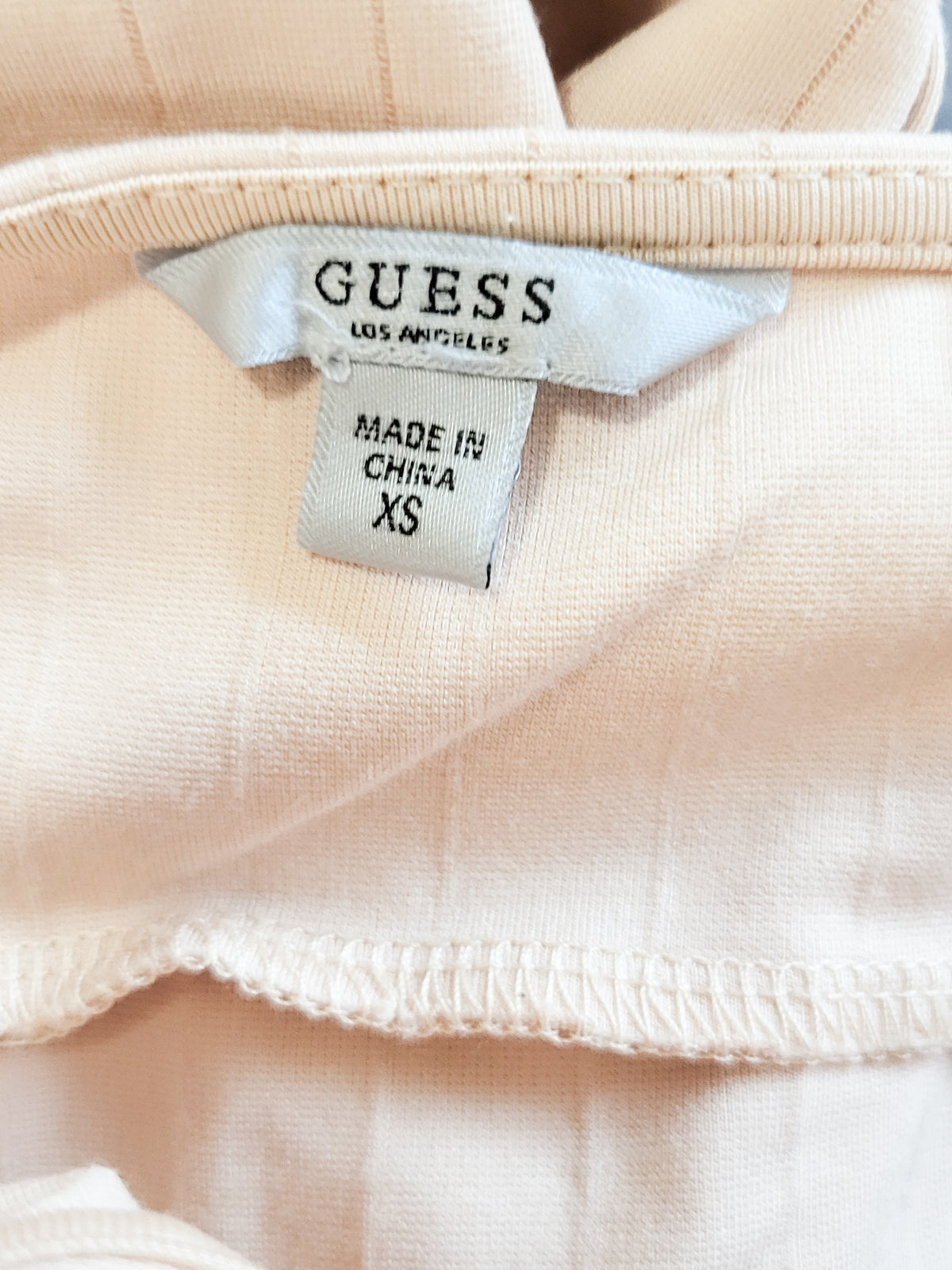 Guess Beige Pink "Kennedy" Wide-Leg Pinstripe Jumpsuit - Size XS