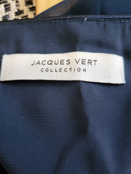 Jacques Vert Collection Navy Lace & Chiffon Midi Dress - Size 8 (Medium)