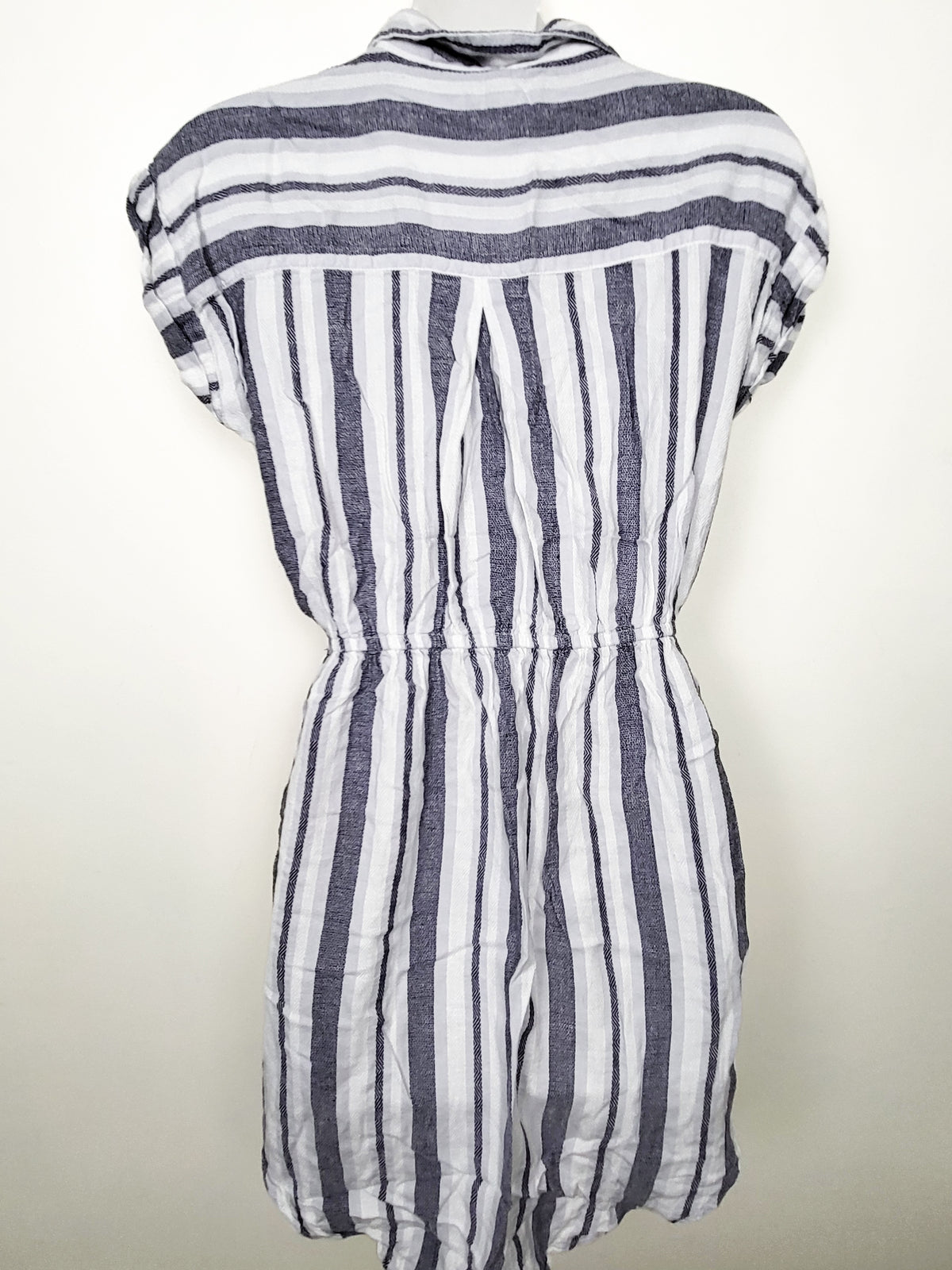 Japna Blue Striped Cap-Sleeve Shirt Dress - Size Medium