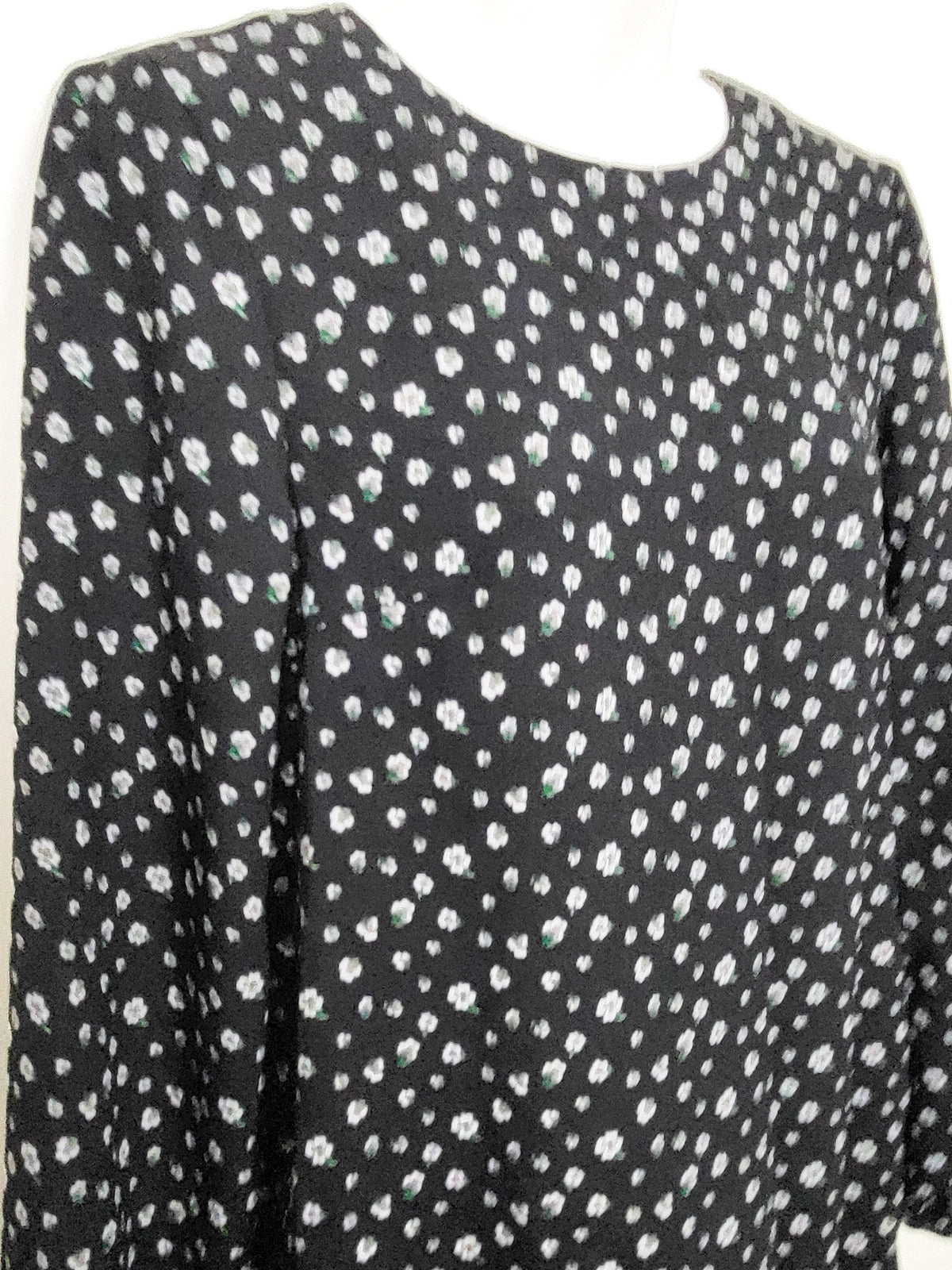 H&M Black Long-Sleeve Ditsy Floral Shift Dress - Size 2