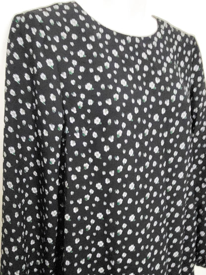 H&M Black Long-Sleeve Ditsy Floral Shift Dress - Size 2