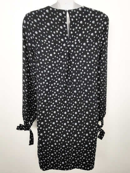 H&M Black Long-Sleeve Ditsy Floral Shift Dress - Size 2