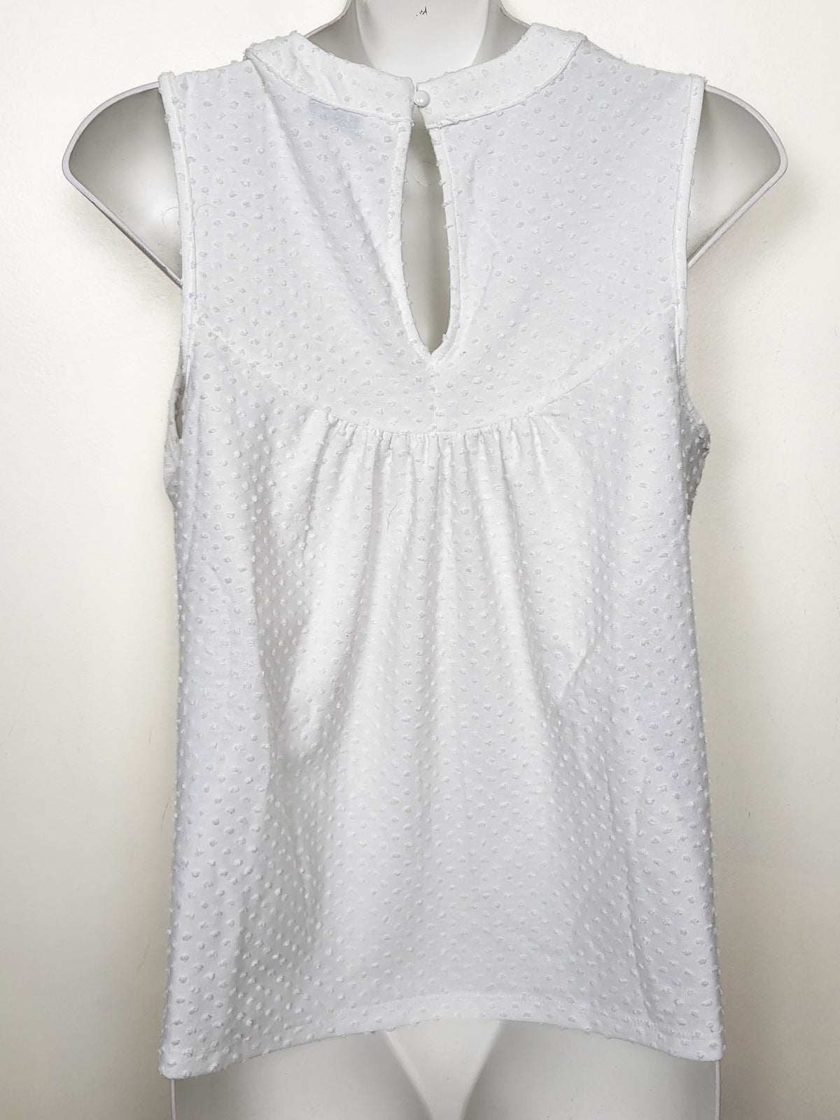 Ricki's Sleeveless Swiss Dot Blouse with Crocheted Yoke - Size Small