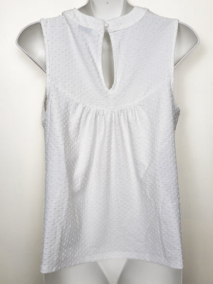 Ricki's Sleeveless Swiss Dot Blouse with Crocheted Yoke - Size Small