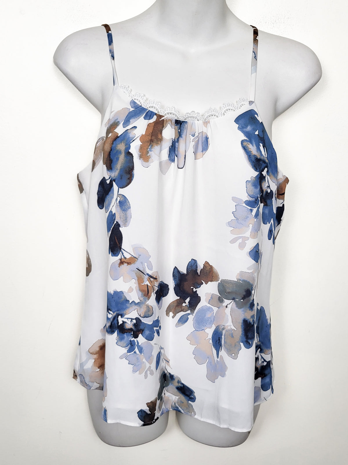 RW&CO. Watercolor Floral Lace-Trim Cami Tank Top - Size XS