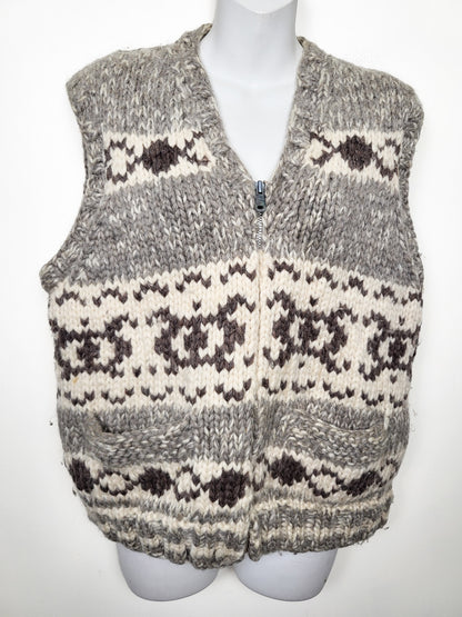 Vintage Authentic Cowichan Hand-Knit Sweater Vest - Men's Small / Women's Medium