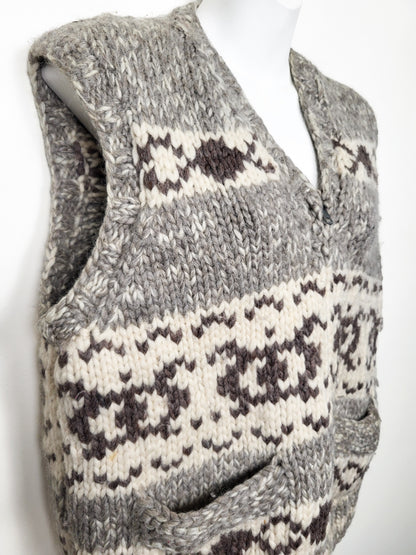 Vintage Authentic Cowichan Hand-Knit Sweater Vest - Men's Small / Women's Medium