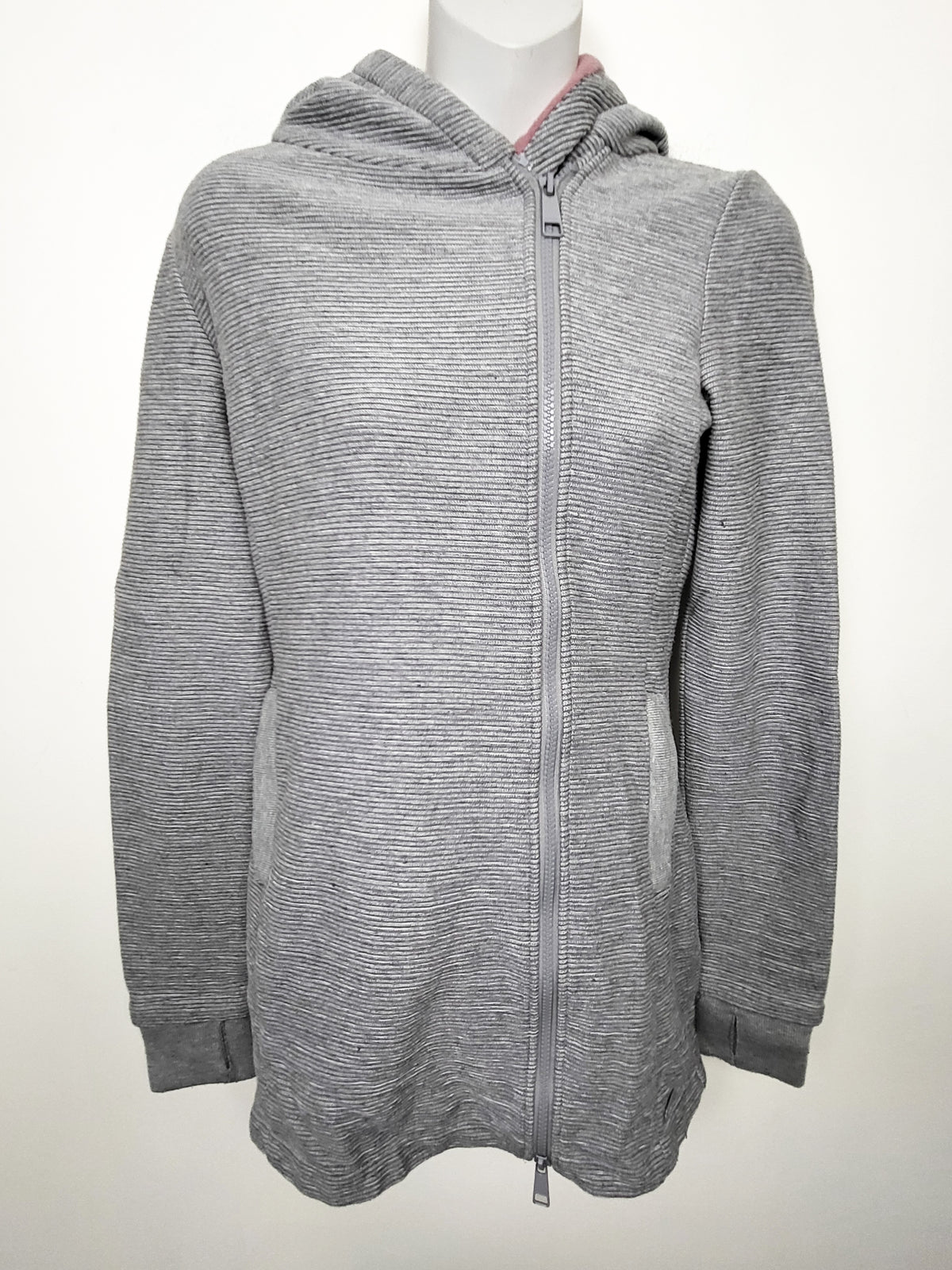Bench grey ribbed fleece lined hooded jacket - size XS