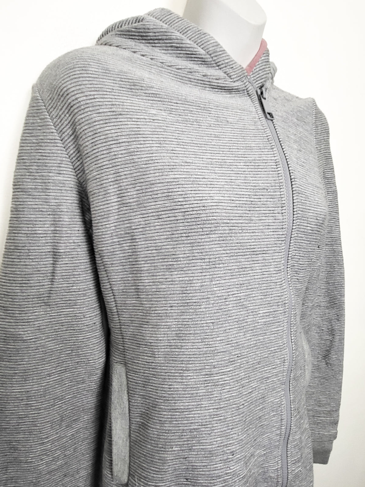 Bench grey ribbed fleece lined hooded jacket - size XS