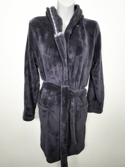 Victoria's Secret Gray Hooded Plush Fleece Bathrobe  - Women's size Small
