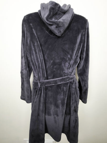 Victoria's Secret Gray Hooded Plush Fleece Bathrobe  - Women's size Small