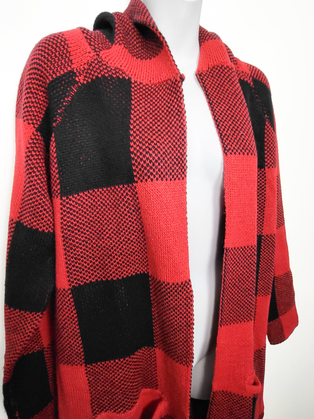 Kismet Women's "Jayden" Longline Hooded Buffalo Plaid Cardigan - Size small