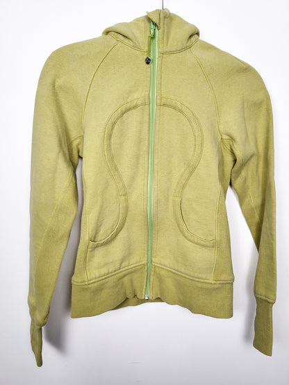 Vintage Y2K-era Lululemon Athletica Classic Scuba Full-Zip Hoodie in yellow-green - Women's size 2