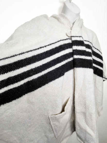 Aritzia "Golden by TNA" Wool-Blend Hooded Striped Poncho Cape - Size Small/Medium