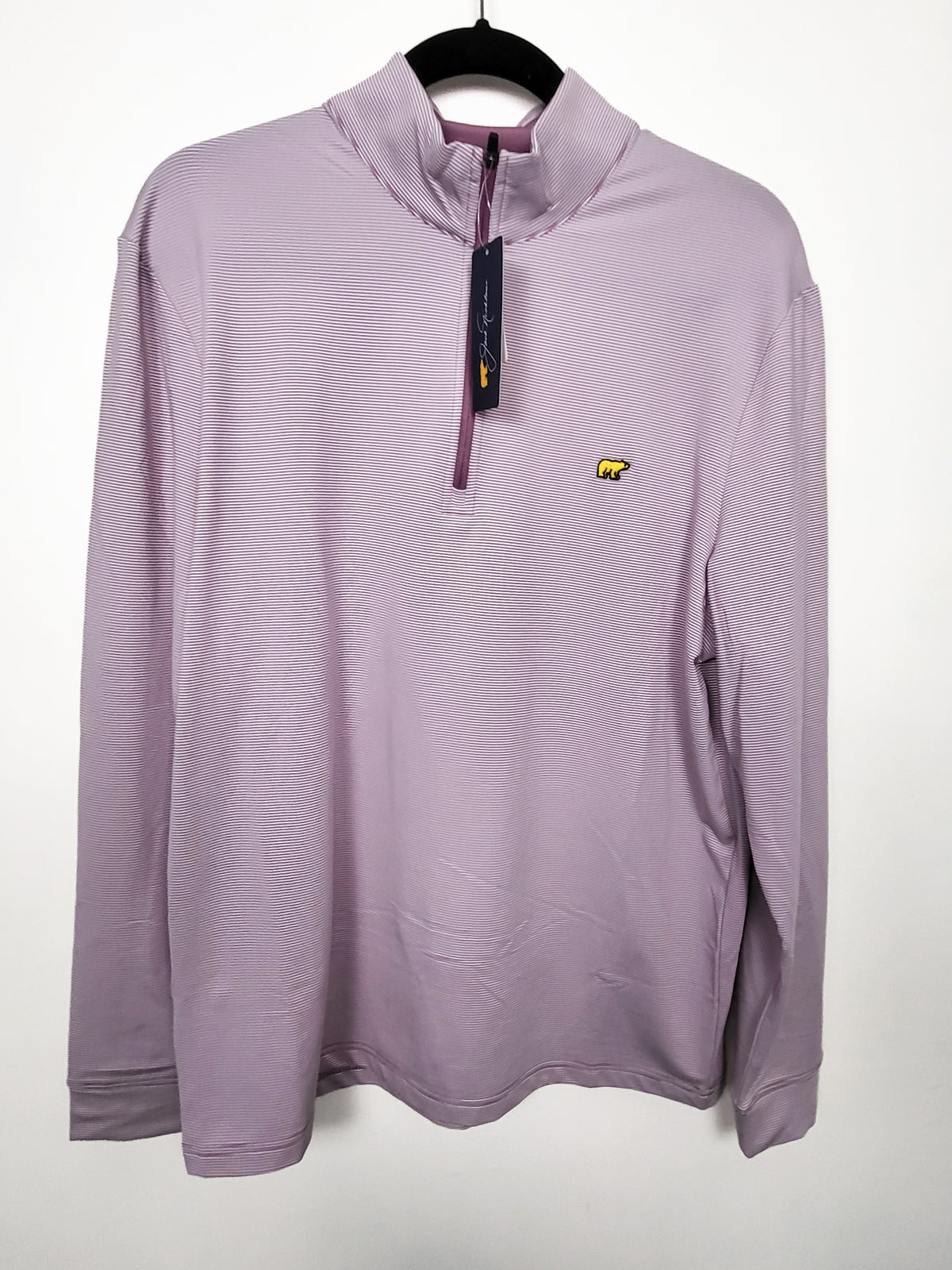NEW - Jack Nicklaus men's lavender striped  performance quarter-zip golf pullover - size LARGE