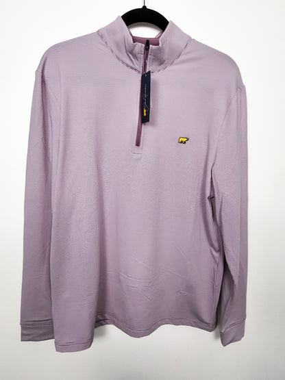 NEW - Jack Nicklaus men's lavender striped  performance quarter-zip golf pullover - size LARGE