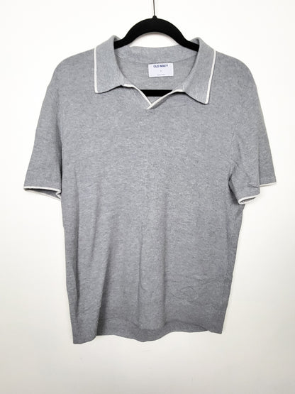 Old Navy men's grey knit lightweight polo style sweater - Size MEDIUM