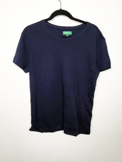 United Color of Benetton women's navy supima cotton short sleeve t-shirt - Size XL