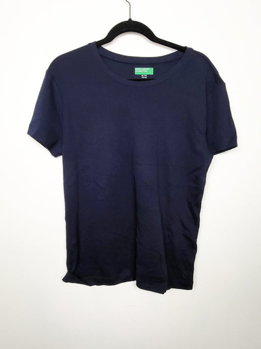 United Color of Benetton women's navy supima cotton short sleeve t-shirt - Size XL