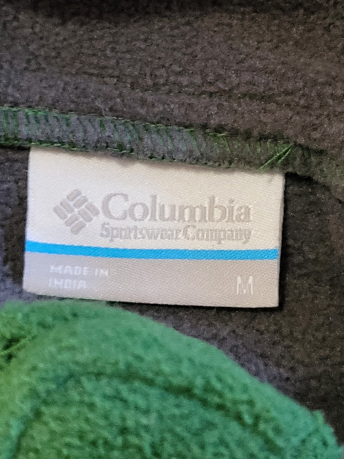 Columbia Sportswear men's grey and green Basin Trail 1/2 Snap Fleece Hoodie - Size MEDIUM