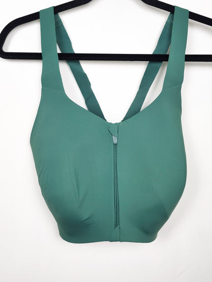 Knix green Catalyst front zip sports bra - size 6++ (32G / 32H / 34G)
