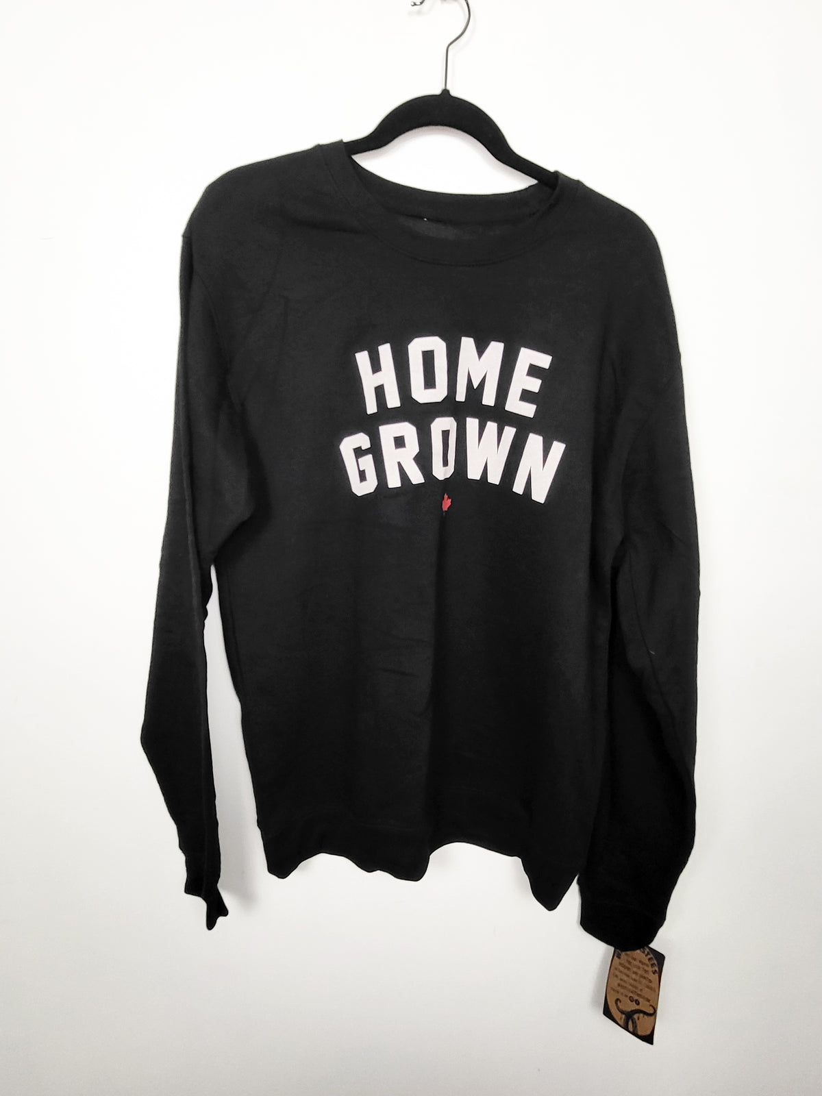 NEW -Westcoastees black "Home Grown" fleecy lined crewneck sweatshirt - Unisex size MEDIUM