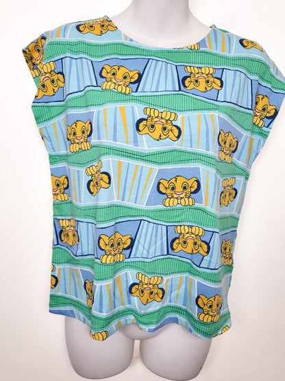 Disney Women's The Lion King "Simba" Vintage-Style Cap-Sleeve Pajama Top - Size SMALL