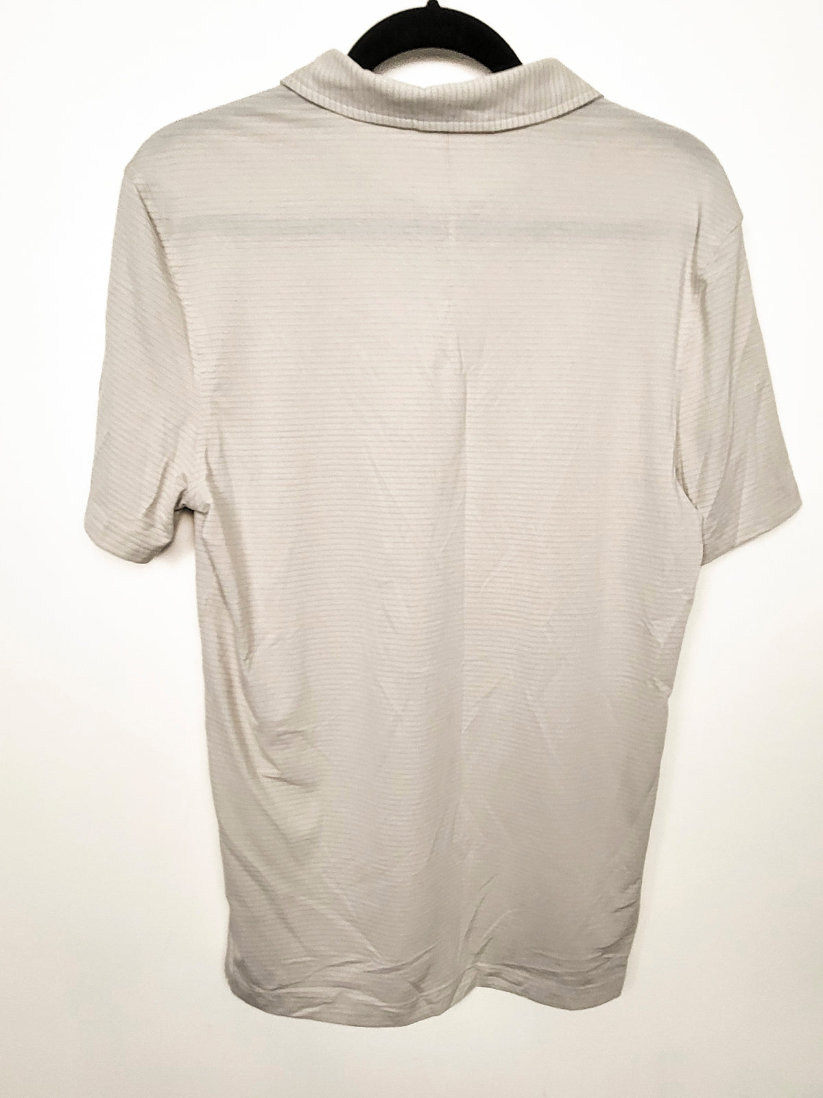 Lululemon Men's Evolution Short Sleeve Polo in Synchronise Stripe Raw Linen / White Opal Colour - Size SMALL