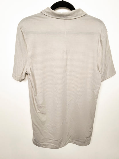 Lululemon Men's Evolution Short Sleeve Polo in Synchronise Stripe Raw Linen / White Opal Colour - Size SMALL
