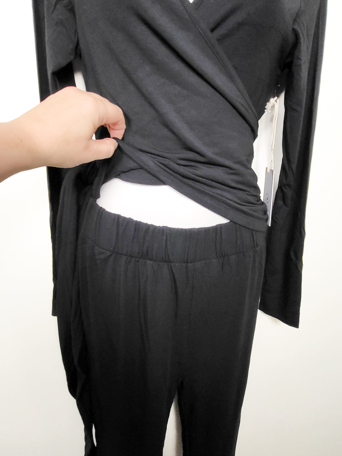 NEW - Jackson Rowe Women's Black "Leo" Long-Sleeve Wrap Style Rayon Jumpsuit  - XS
